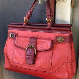 Coach Soho Rose/Burgundy Leather Dowel Top Satchel